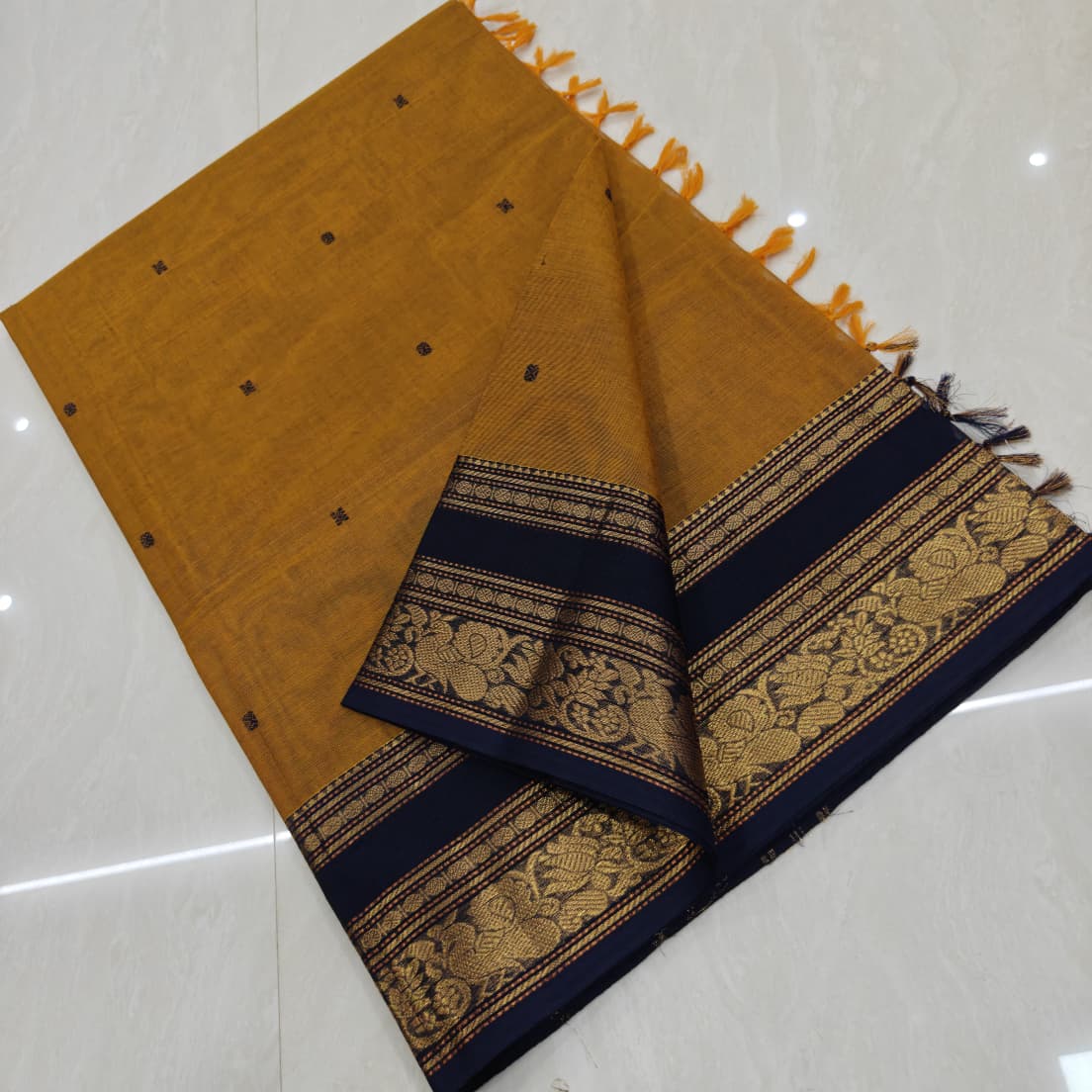 Maroon Handloom Kanchi  with Teal Blue Zari Border Cotton Saree